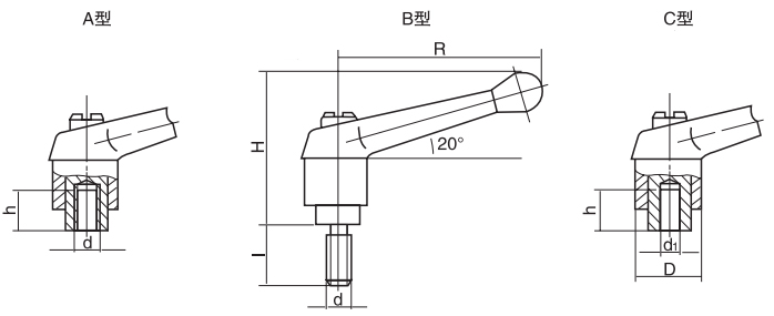 HY8310.12-1可調(diào)位緊定手柄結(jié)構(gòu)圖