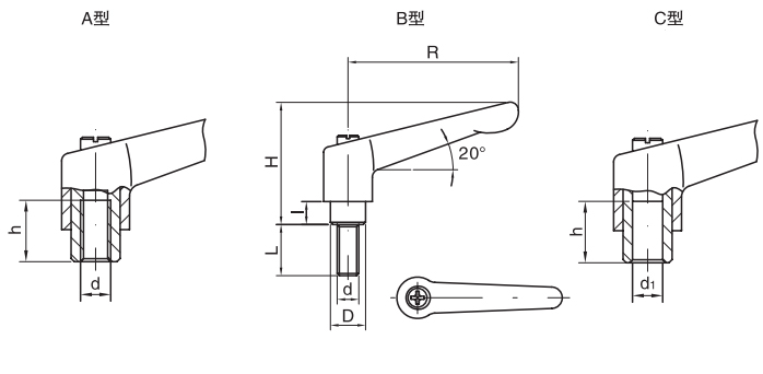 HY8310.12-7可調(diào)位緊定手柄結構圖