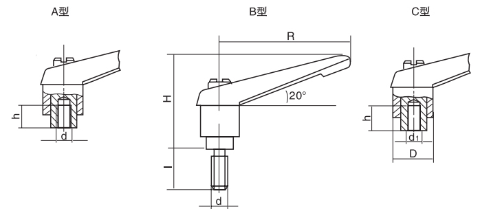 HY8310.12-2可調(diào)位緊定手柄結構圖